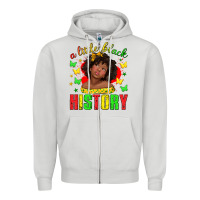 Dove Grey a little black history with girl juneteenth Zipper Hoodie - texasbilliewilder
