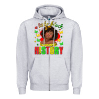 Heather Grey a little black history with girl juneteenth Zipper Hoodie - texasbilliewilder
