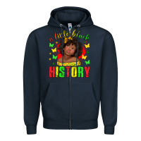 Navy a little black history with girl juneteenth Zipper Hoodie - texasbilliewilder