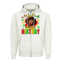 Oatmeal Heather a little black history with girl juneteenth Zipper Hoodie - texasbilliewilder