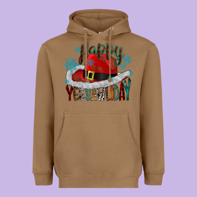 Happy Yeehawliday Heavyweight Hoodie Designed By Cowhidedigitalart