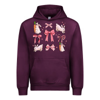 Mauve Wine pink ribbons with rabbits Urban Hoodie - MaliasSmallBusiness