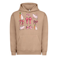 Pigment Burro pink ribbons with rabbits Urban Hoodie - MaliasSmallBusiness
