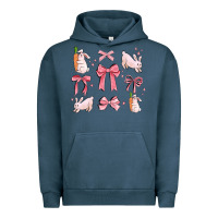 Pigment Midnight Navy pink ribbons with rabbits Urban Hoodie - MaliasSmallBusiness