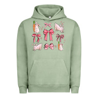 Pigment Oil Green pink ribbons with rabbits Urban Hoodie - MaliasSmallBusiness