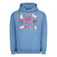 Pigment Pebble Blue pink ribbons with rabbits Urban Hoodie - MaliasSmallBusiness