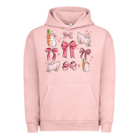 Pigment Salmon pink ribbons with rabbits Urban Hoodie - MaliasSmallBusiness