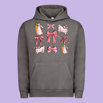 Pink Ribbons With Rabbits Urban Hoodie Designed By Maliassmallbusiness