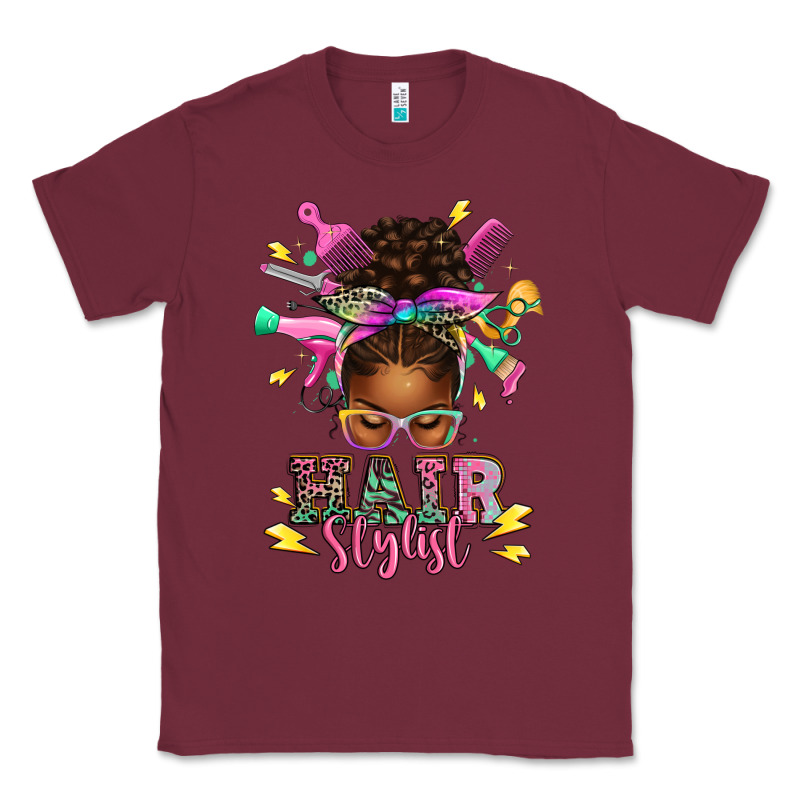Hair Stylist Afro Messy Bun Classic Tee by texasbilliewilder | Teevron