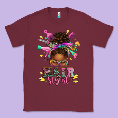 Hair Stylist Afro Messy Bun Classic Tee Designed By Texasbilliewilder