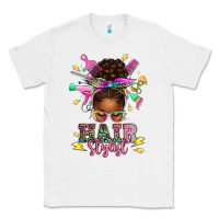 White hair stylist afro messy bun Classic Tee - texasbilliewilder