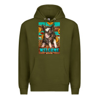 Army Green western pig garden Premium Hoodie - LillyAllenDesigns