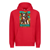 Red western pig garden Premium Hoodie - LillyAllenDesigns