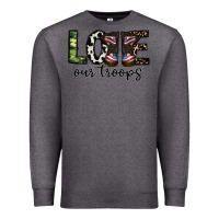 Charcoal Heather love our troops Premium Sweatshirt - CowhideDigitalArt