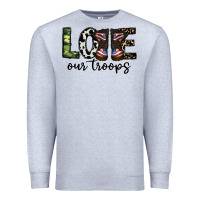 Heather Grey love our troops Premium Sweatshirt - CowhideDigitalArt