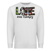 Oatmeal Heather love our troops Premium Sweatshirt - CowhideDigitalArt