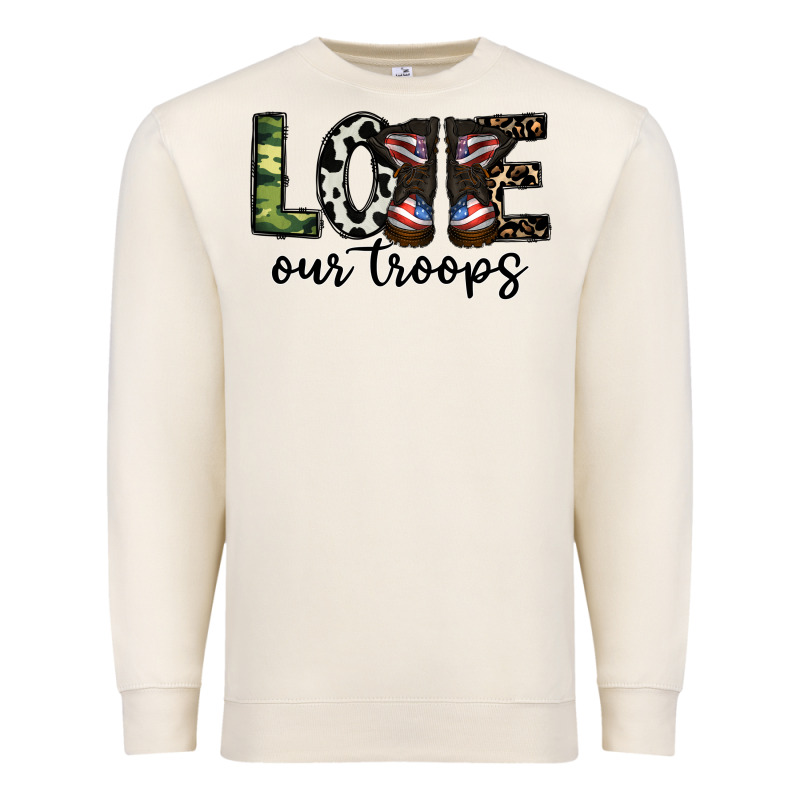 Love Our Troops Premium Sweatshirt by CowhideDigitalArt | Teevron