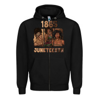 Black 1865 juneteenth melanin with afro Zipper Hoodie - texasbilliewilder