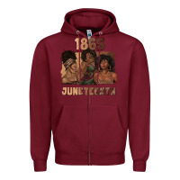 Burgundy 1865 juneteenth melanin with afro Zipper Hoodie - texasbilliewilder
