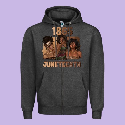 Zipper Hoodie 1865 juneteenth melanin with afro
