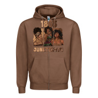 Chestnut 1865 juneteenth melanin with afro Zipper Hoodie - texasbilliewilder