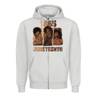 Dove Grey 1865 juneteenth melanin with afro Zipper Hoodie - texasbilliewilder