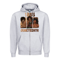 Heather Grey 1865 juneteenth melanin with afro Zipper Hoodie - texasbilliewilder
