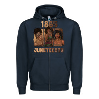 Navy 1865 juneteenth melanin with afro Zipper Hoodie - texasbilliewilder