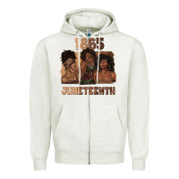 Oatmeal Heather 1865 juneteenth melanin with afro Zipper Hoodie - texasbilliewilder