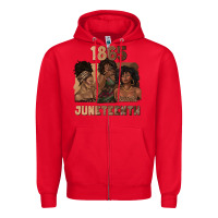 Red 1865 juneteenth melanin with afro Zipper Hoodie - texasbilliewilder