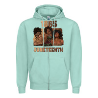 Seafoam 1865 juneteenth melanin with afro Zipper Hoodie - texasbilliewilder