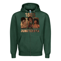 Sports Green 1865 juneteenth melanin with afro Zipper Hoodie - texasbilliewilder