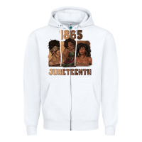 White 1865 juneteenth melanin with afro Zipper Hoodie - texasbilliewilder