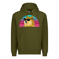 Army Green doge coin bitcoin hodl retro sunset Premium Hoodie - Jasminsmagicworld