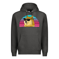 Charcoal Heather doge coin bitcoin hodl retro sunset Premium Hoodie - Jasminsmagicworld