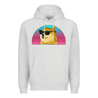 Dove Grey doge coin bitcoin hodl retro sunset Premium Hoodie - Jasminsmagicworld