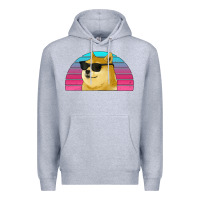 Heather Grey doge coin bitcoin hodl retro sunset Premium Hoodie - Jasminsmagicworld