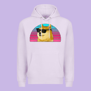 Doge Coin Bitcoin Hodl Retro Sunset Premium Hoodie Designed By Jasminsmagicworld