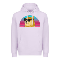 Lilac doge coin bitcoin hodl retro sunset Premium Hoodie - Jasminsmagicworld