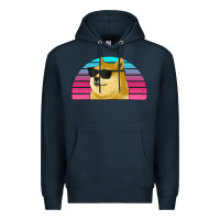 Navy doge coin bitcoin hodl retro sunset Premium Hoodie - Jasminsmagicworld
