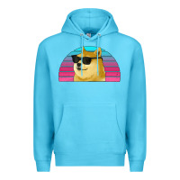 Ocean Blue doge coin bitcoin hodl retro sunset Premium Hoodie - Jasminsmagicworld