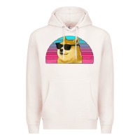 Pale Pink doge coin bitcoin hodl retro sunset Premium Hoodie - Jasminsmagicworld