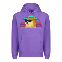 Purple doge coin bitcoin hodl retro sunset Premium Hoodie - Jasminsmagicworld
