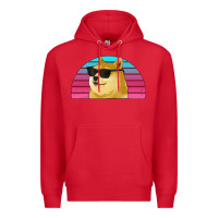 Red doge coin bitcoin hodl retro sunset Premium Hoodie - Jasminsmagicworld