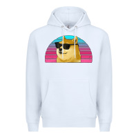 White doge coin bitcoin hodl retro sunset Premium Hoodie - Jasminsmagicworld
