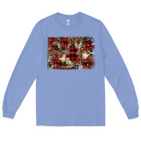 Colony Blue christmas leopard cowhide background Long Sleeve Tee - BarkalooDesign
