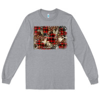 Heather Grey christmas leopard cowhide background Long Sleeve Tee - BarkalooDesign