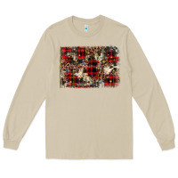 Mushroom christmas leopard cowhide background Long Sleeve Tee - BarkalooDesign