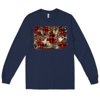 Navy christmas leopard cowhide background Long Sleeve Tee - BarkalooDesign
