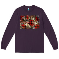 Plum christmas leopard cowhide background Long Sleeve Tee - BarkalooDesign